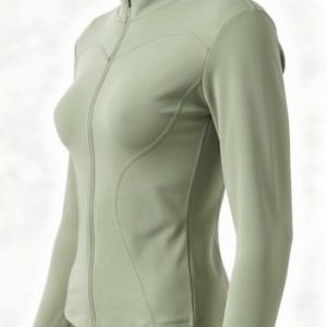 locachy women's lightweight stretchy workout full zip running track jacket in sage green.